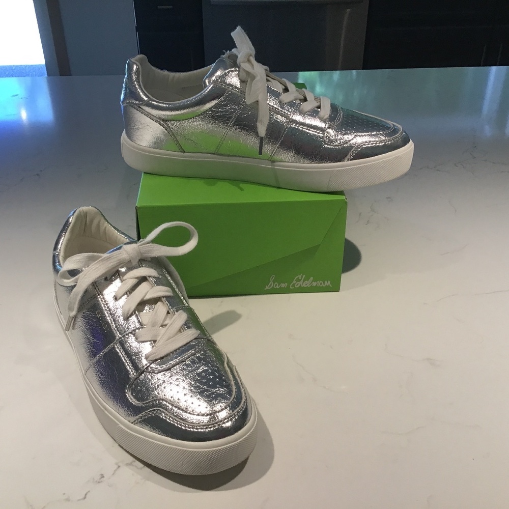 Sam Edelman Edie Silver Sneakers Size 8 M